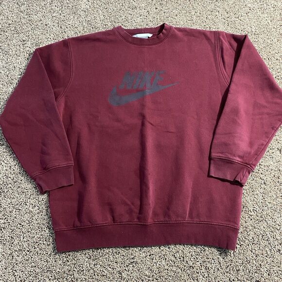 VTG Nike Crewneck Sweatshirt Men’s XL Pull Over Burgundy Logo 90s Gray Tag - Picture 1 of 7